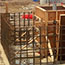 switch yard construction: wood and pipes make up the main structure